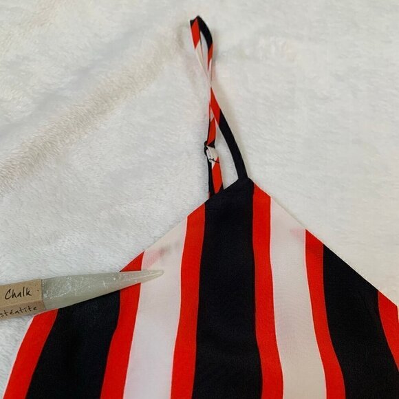L'Agence 100% silk black white red striped strappy lined flowy tank top - Picture 2 of 9